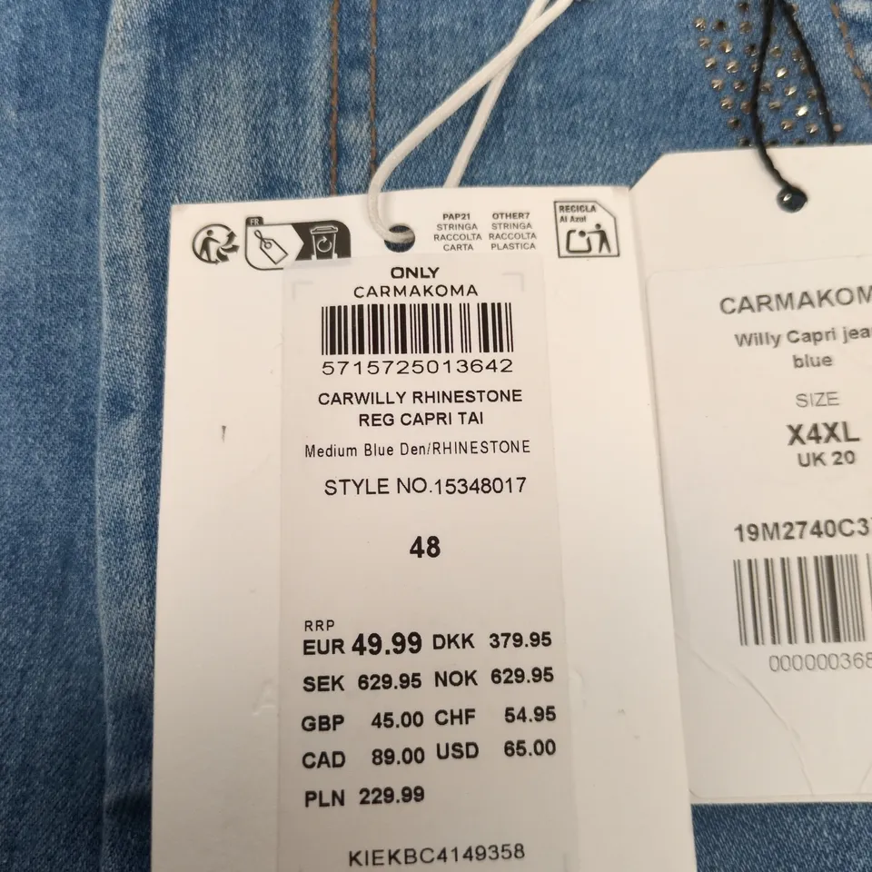ONLY CARMAKOMA WILLY CAPRI JEANS – BLUE DENIM, WOMEN’S UK 20 (EU 48)