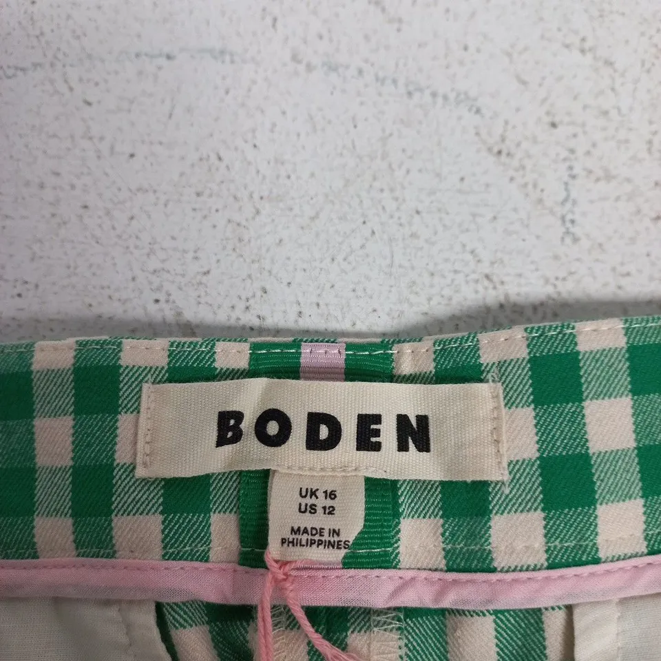 BODEN WOMEN'S GINGHAM TROUSERS, UK16 (US12)