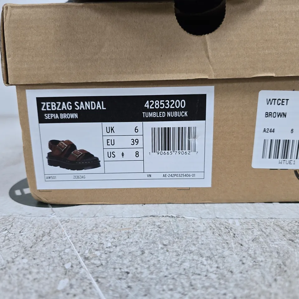 DR MARTENS ZEBZAG SANDAL SEPIA BROWN UK 6 BOXED