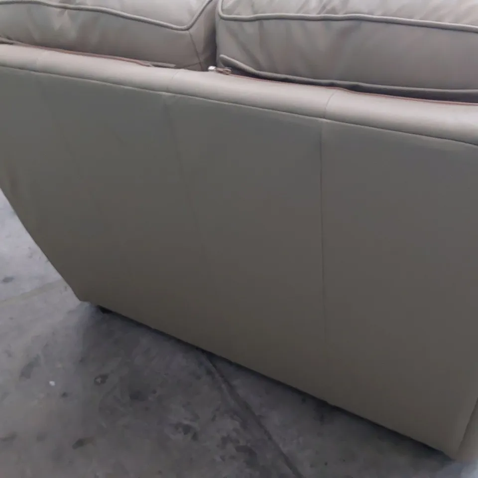 QUALITY BRITISH DESIGNER PARKER KNOLL BOSTON TWO SEATER SOFA LIGHT FAWN LEATHER 