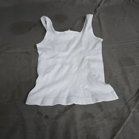 WOMEN'S WHITE RIBBED TANK TOP