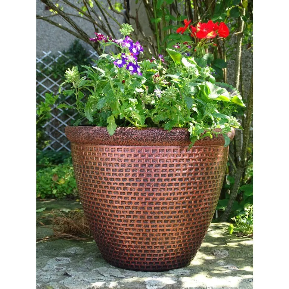BOXED HEARTHSTONE PLASTIC PLANT POT- COPPER