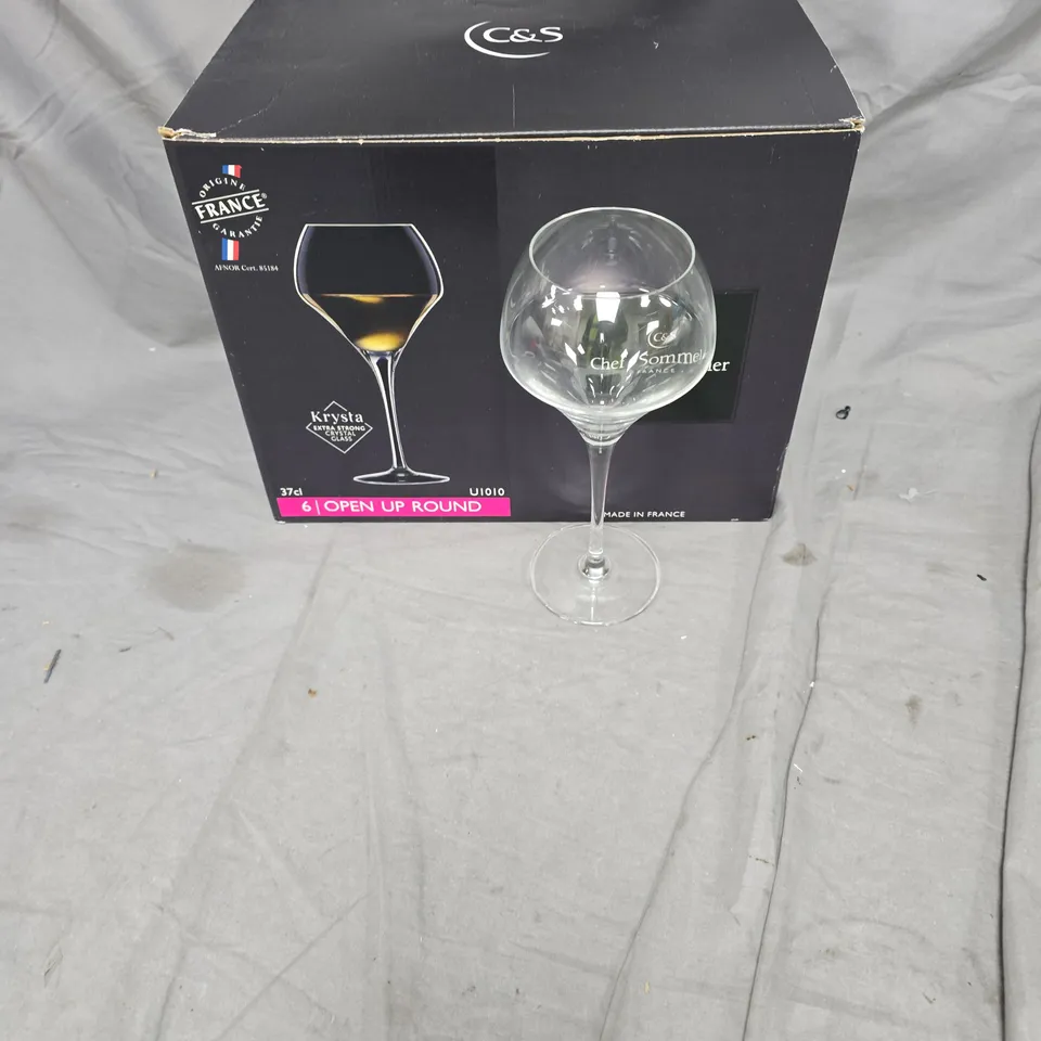 CHEF & SOMMELIER KRYSTA OPEN UP ROUND WINE GLASSES, 37CL, SET OF 6 – MADE IN FRANCE