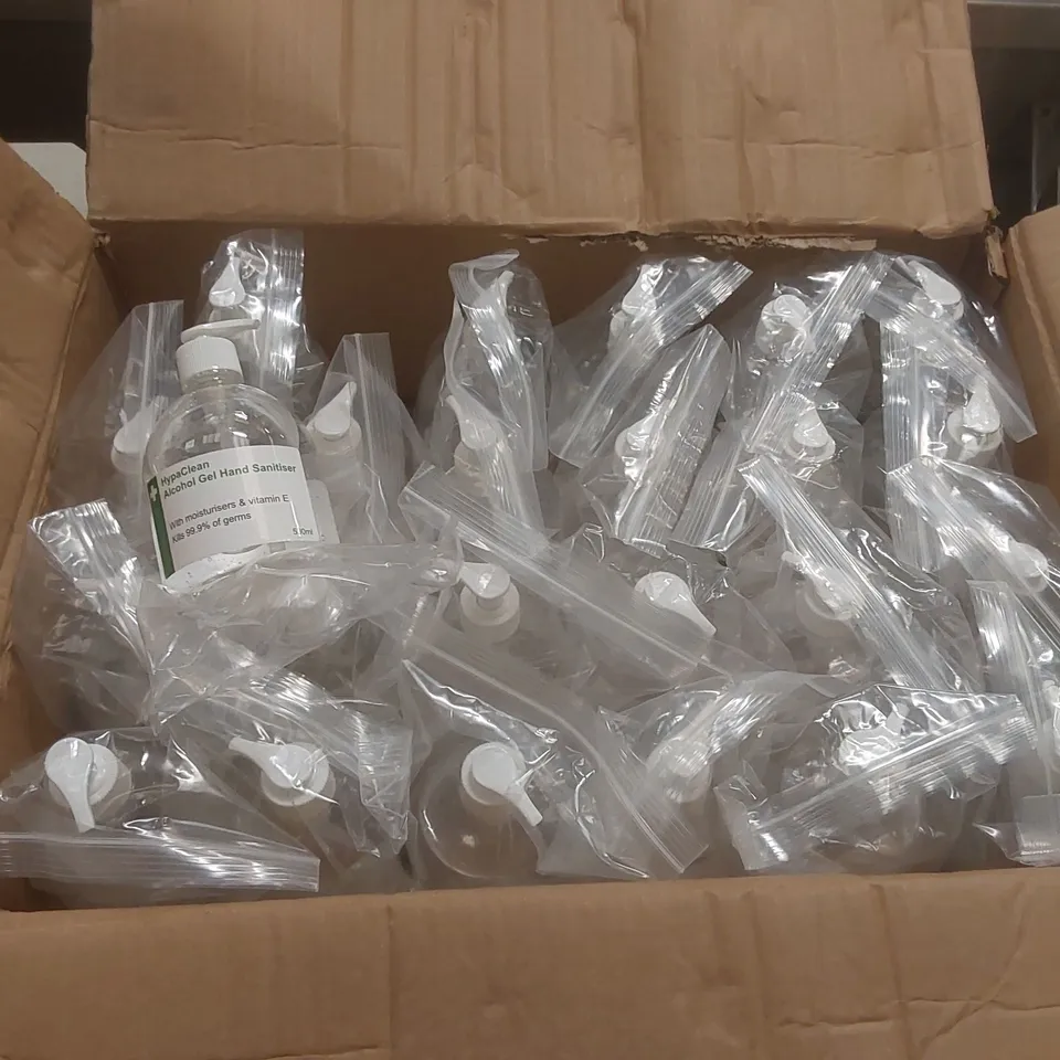 BOX OF APPROXIMATELY 24x 500ml HYPACLEAN ALCOHOL GEL HAND SANITISER BOTTLES