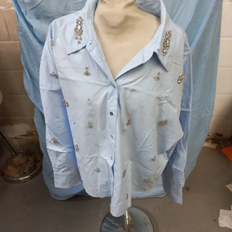 MINT VELVET BLUE EMBELLISHED SHIRT – UK SIZE XL