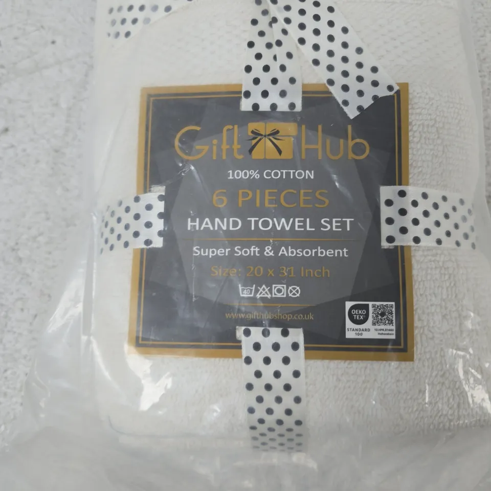 GIFTHUB 6-PIECE HAND TOWEL SET – 100% COTTON, 20 X 31 INCHES