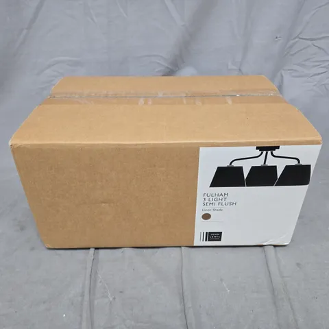 BOXED JOHN LEWIS FULHAM 3 LIGHT SEMI FLUSH LINEN SHADE 