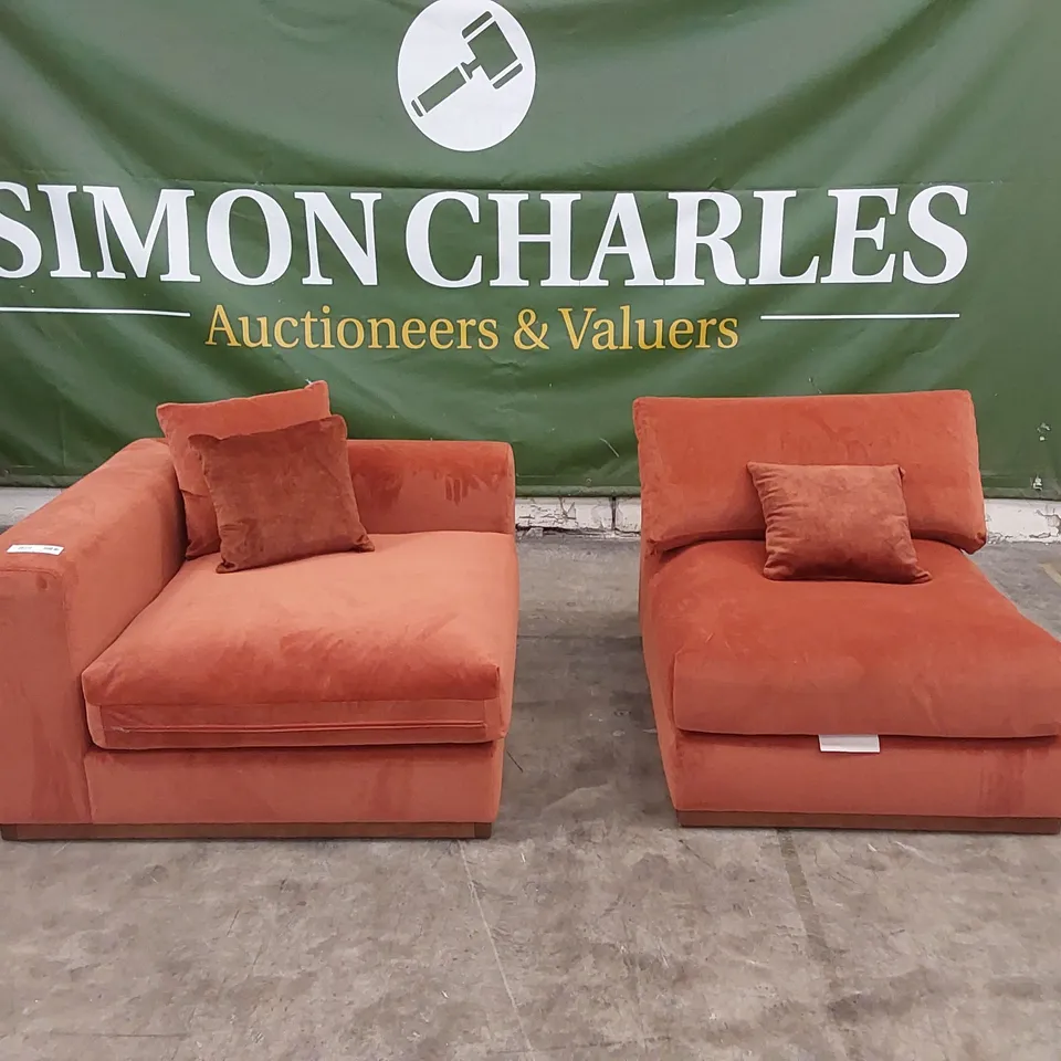 DESIGNER COPPER VELVET UPHOLSTERED SOFA PIECES