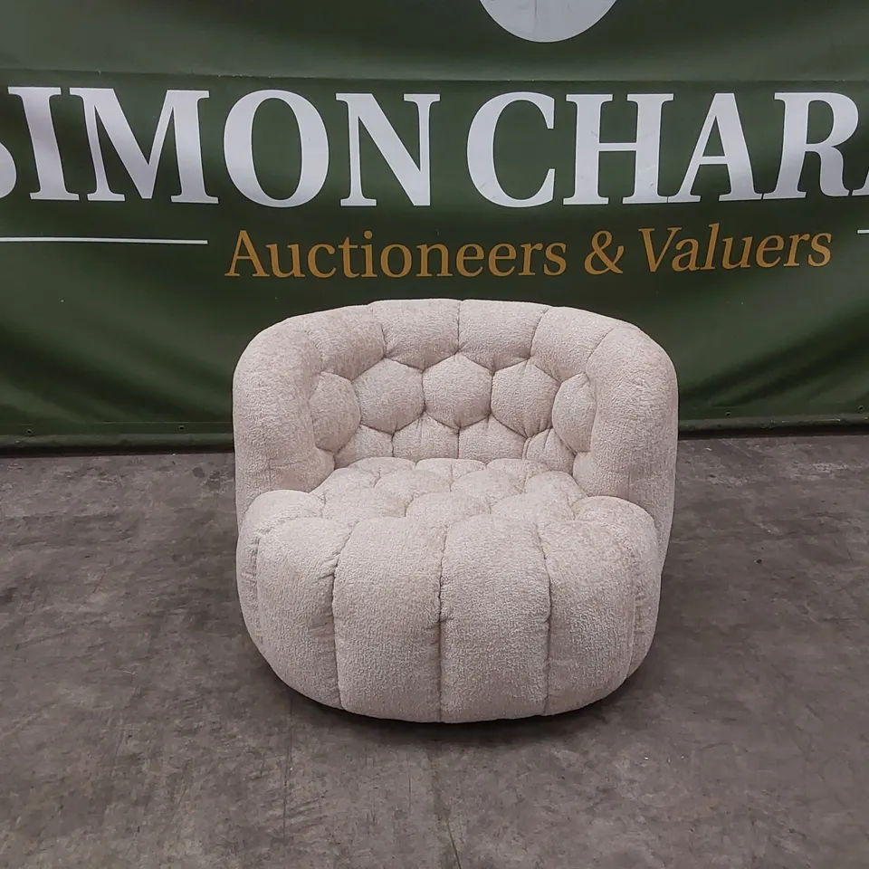 QUALITY DESIGNER HUIT OCTO SWIVEL CHAIR IN GLAM SAND FABRIC