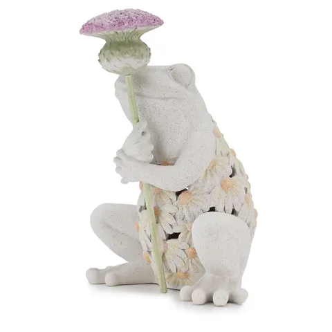 GARDEN REFLECTIONS DECORATIVE FROG WITH FLOWER