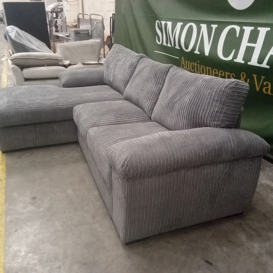AMALFI STANDARD BACK FABRIC LEFT HAND 3 SEATER CHAISE SOFA - CHARCOAL RRP £899