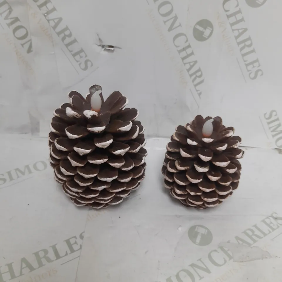 HOME REFLECTIONS SET OF 2 PINECONE FLAMELESS CANDLES