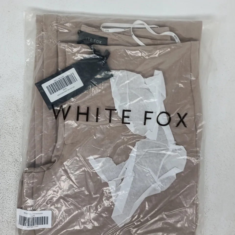 BAGGED WHITE FOX REFLECTIVE LOVE PANTS IN TAUPE SIZE XXS