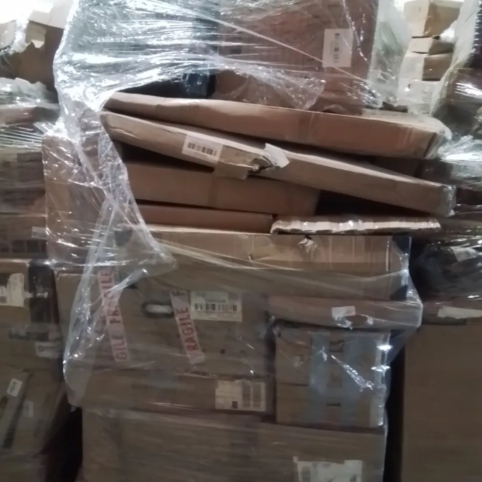 PALLET OF ASSORTED HOUSEHOLD GOODS AND PRODUCTS TO INCLUDE; TRASH CAN,KITCHEN SINK,GRASS TRIMMER