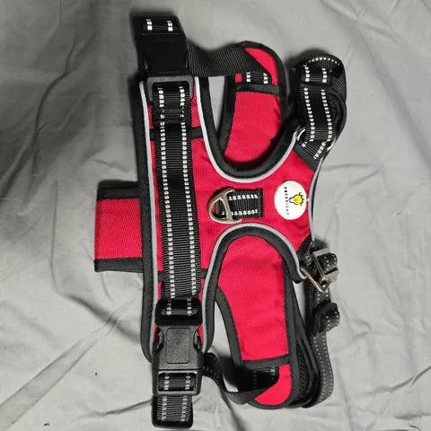 APPROXIMATELY 18 PETBRIGHT DOG HARNESS – RED & BLACK ADJUSTABLE HARNESS