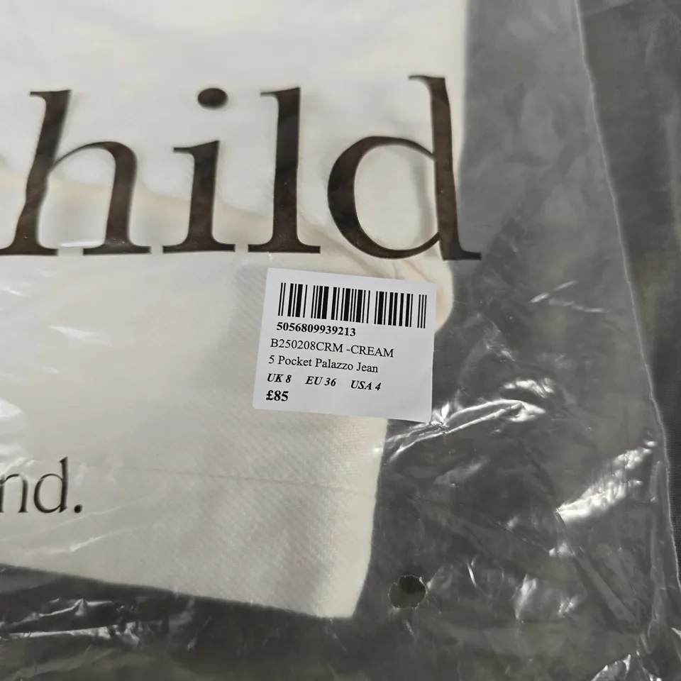 NOBODY'S CHILD CREAM PALAZZO JEANS – 5-POCKET, UK 8 (EU 36, USA 4)