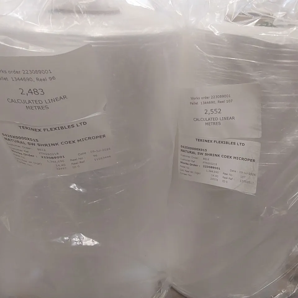 PALLET CONTAINING APPROXIMATELY 20x ROLLS OF NATURAL SW SHRINK COEX MICROPER WRAP - APPROXIMATELY 2,400 LINEAR METRES PER ROLL