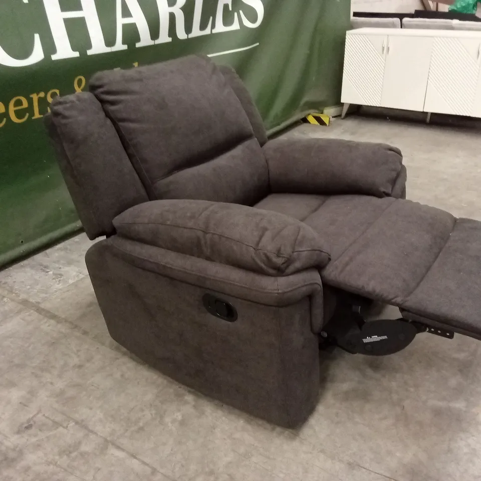 ALBION CHENILLE HIGH BACK MANUAL RECLINER ARMCHAIR - CHARCOAL RRP £479
