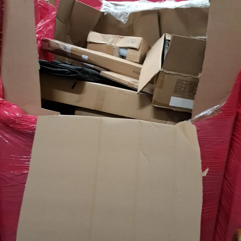 PALLET OF ASSORTED HOUSEHOLD ITEMS TO INCLUDE BEAU JARDIN FOLDING WAGON, POP UP TENT AND BBQ