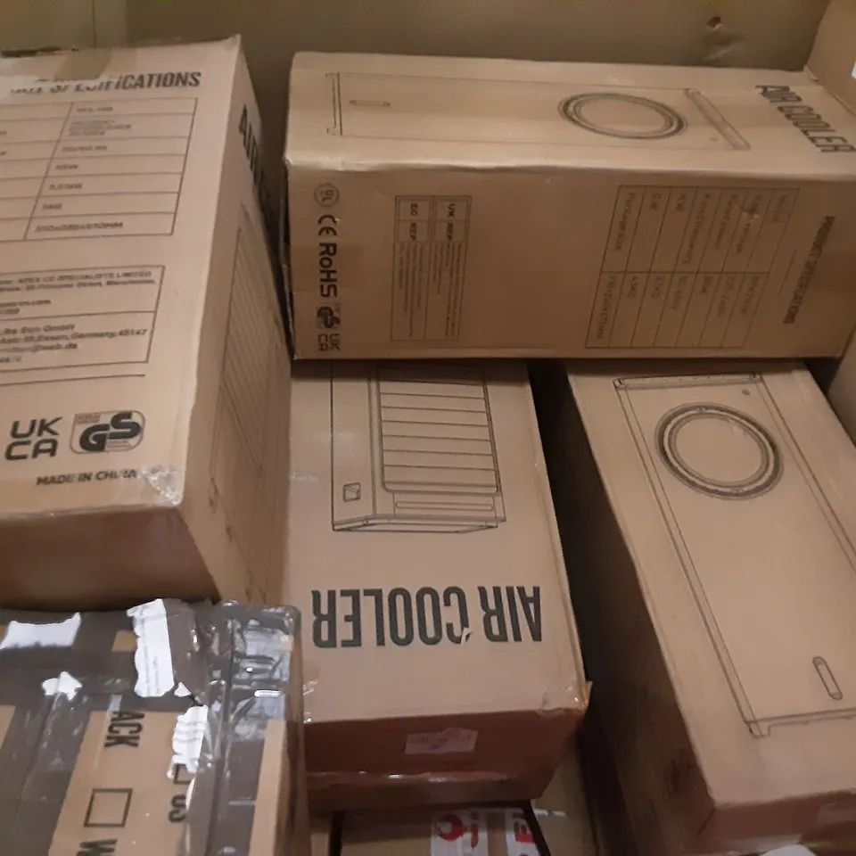 PALLET OF ASSORTED PRODUCTS INCLUDING PIPISHELL TOILET SEAT, FIREGAS COOKER HOOD, AIR COOLER, TOOLS YOGA MAT, LOGISTICS KEYBOARD AND MOUSE