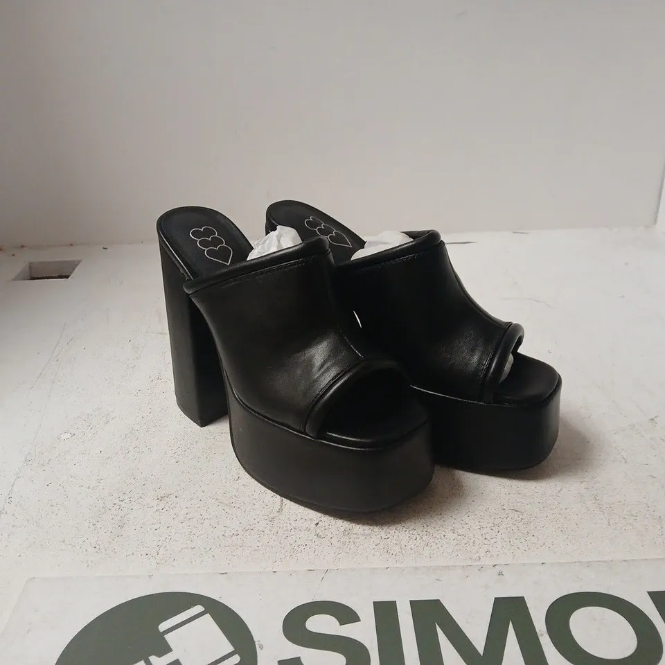 WOMEN'S BLACK PLATFORM SANDALS – LEATHER, CHUNKY HEEL UK 5