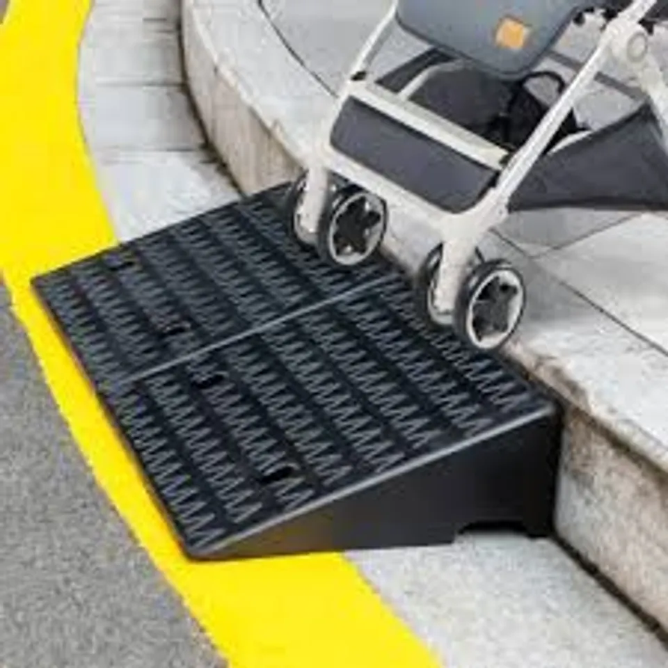 BOXED COSTWAY PORTABLE CURB RAMP WITH PREDRILLED HOLES AND 4 EXPANSION BOLTS 2 PACK