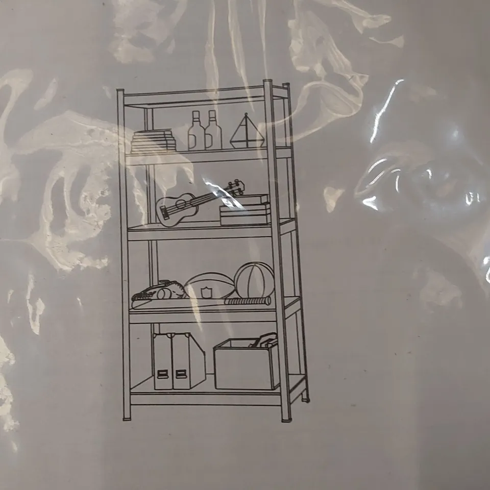 BOXED 150CM 4 SHELF SHELVING UNIT - GREY (1 BOX)