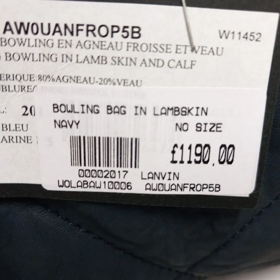LANVIN NAVY LAMBSKIN BOWLING BAG