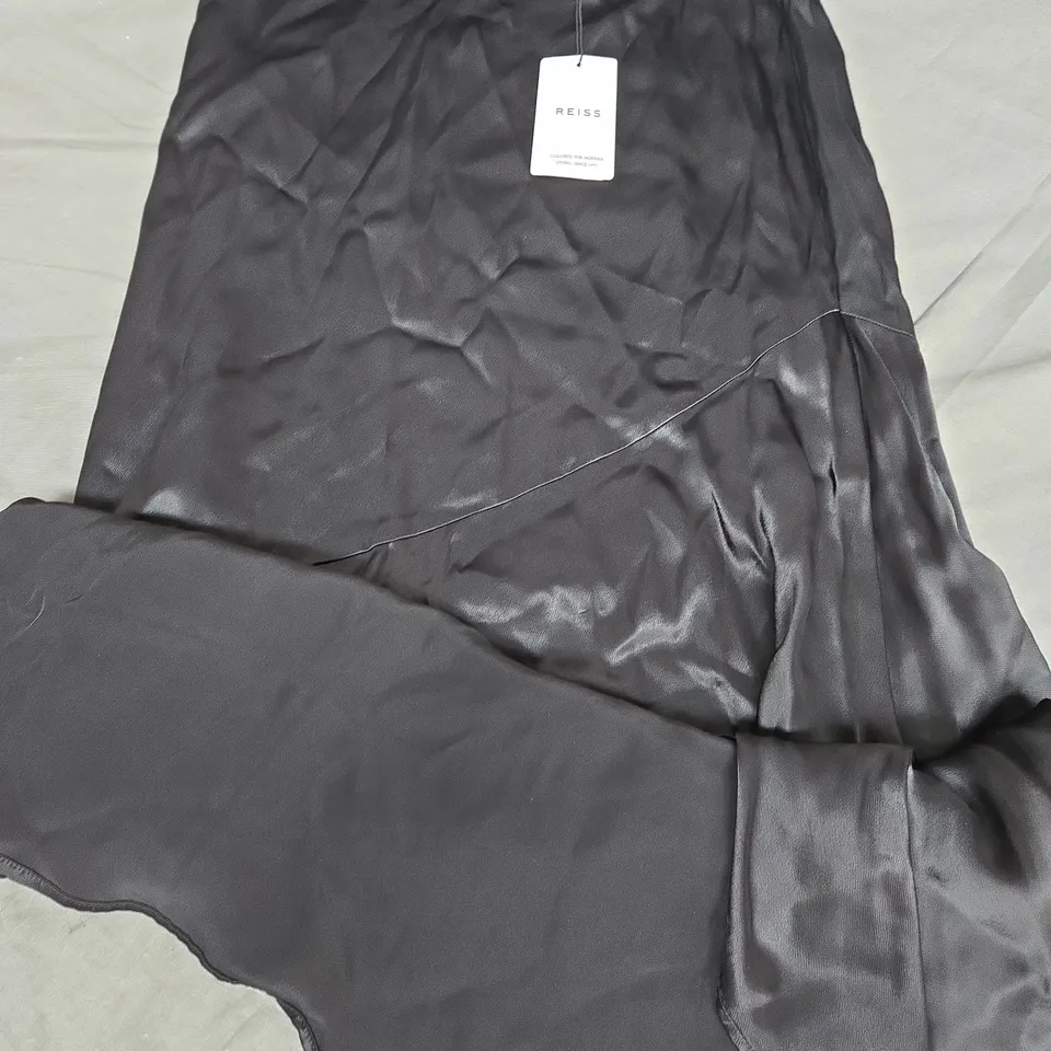 REISS LONG LINE SLIP SKIRT IN BLACK - UK 12