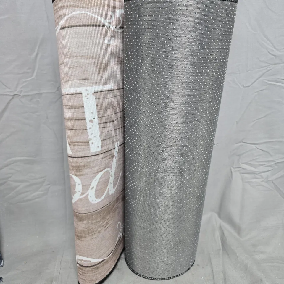 PAIR OF ROLLED AREA RUGS – BEIGE SCRIPT(150X50 CM AND 80X50 CM)