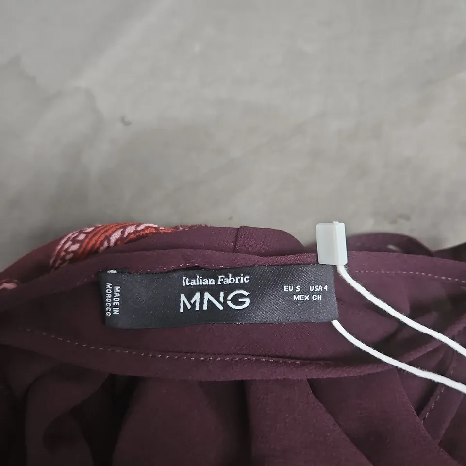 MNG BURGUNDY PAISLEY PRINT DRESS – ITALIAN FABRIC, EU 5 / US 4