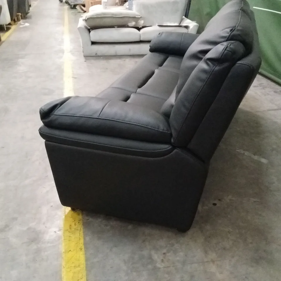 ALBION LUXURY FAUX LEATHER HIGH BACK 3 SEATER SOFA - BLACK RRP £599