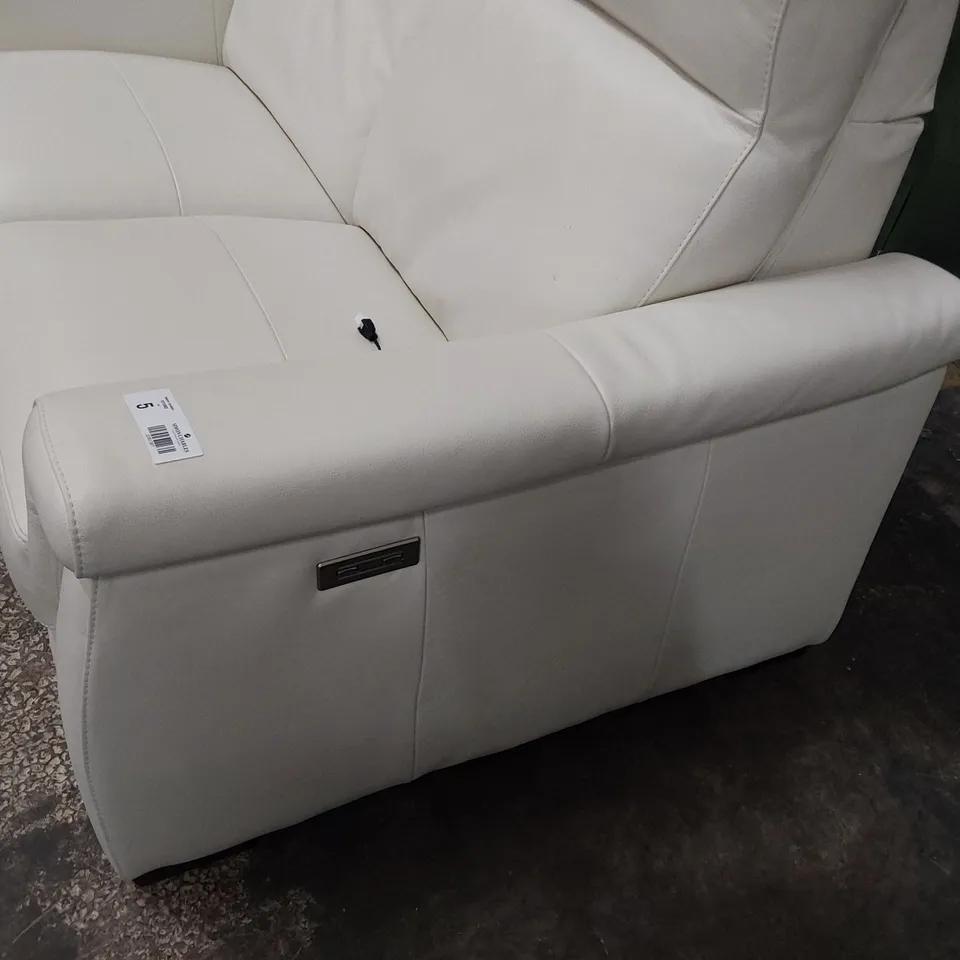 QUALITY ITALIAN DESIGNER ADRIANO POWER RECLINING TWO SEATER SOFA WHITE LEATHER