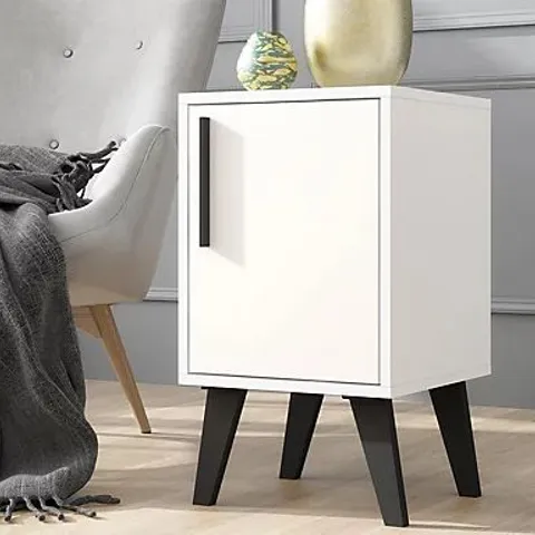 BRAND NEW BOXED OUT & OUT ASPEN WHITE SIDETABLE WITH DOOR (1 BOX)