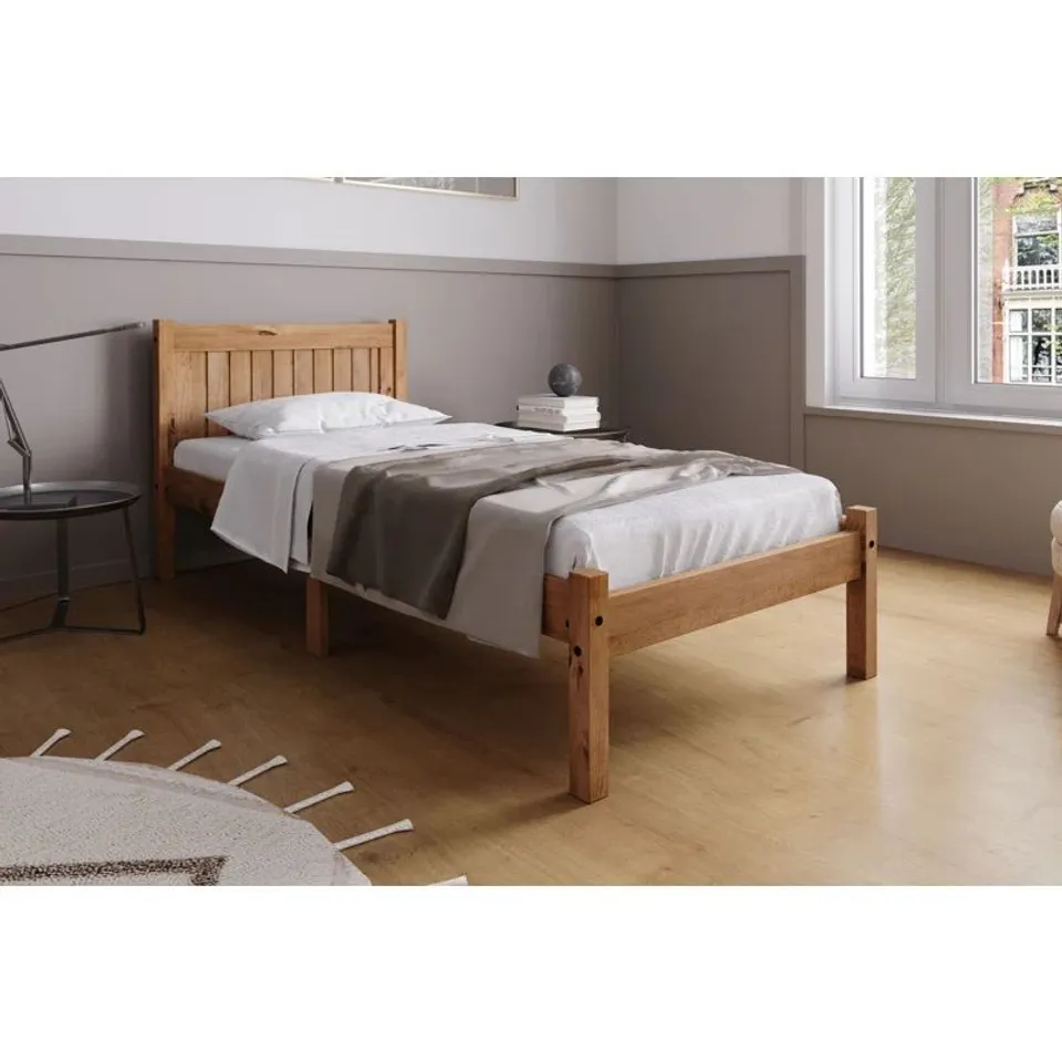 BOXED BURRILLVILLE PLATFORM BED - 90cm, PINE (1 BOX)