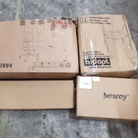 PALLET CONTAINING ASSORTED PRODUCTS INCLUDING OFFICE CHAIR, TOILET SEAT & FRAME, BESREY KIDS SCOOTER & GARDEN RACK