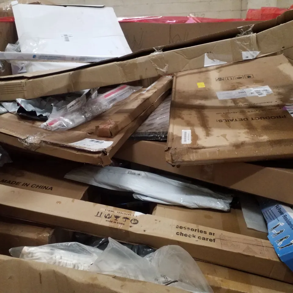 PALLET CONTAINING ASSORTED PRODUCTS INCLUDING 40" EXERCISE TRAMPOLINE, YOGA MAT, WALL-MOUNTED CLOTH RACK, TOWEL RAIL & PRIVACY WINDOW FILM