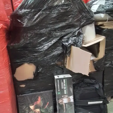 PALLET OF ASSORTED HOUSEHOLD GOODS AND PRODUCTS TO INCLUDE;CANVAS,SPORT BANDS,BACKPACK 