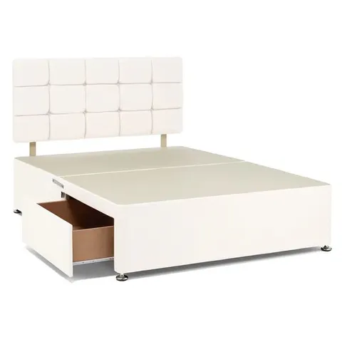 BAGGED BEDMASTER UNIVERSAL LINEN DIVAN BASE WITH HEADBOARD - 4'6 DOUBLE, WHITE (3 ITEMS)