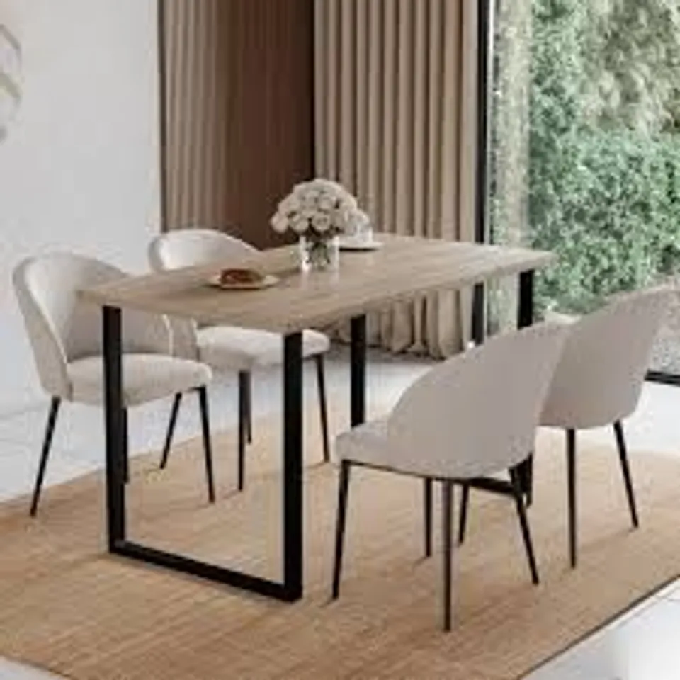 BOXED LASSIC 4 SEATER DINING TABLE WITH U SHAPED LEGS - OAK (1 BOX)