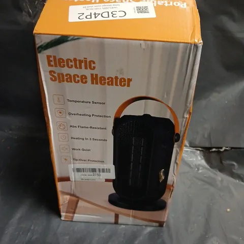 ELECTRIC SPACE HEATER – PORTABLE BLACK, BOXED 
