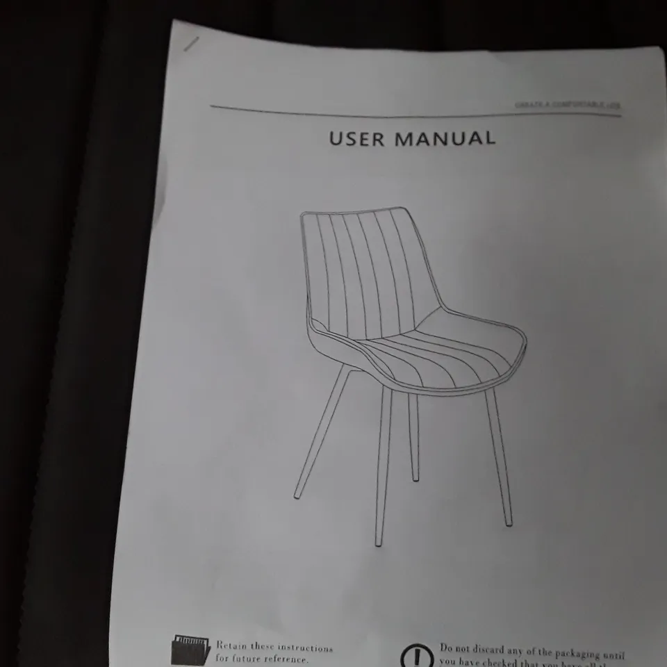 BOXED SET OF 2 UPHOLSTERED FAUX LEATHER DINING CHAIRS - GREY (1 BOX)