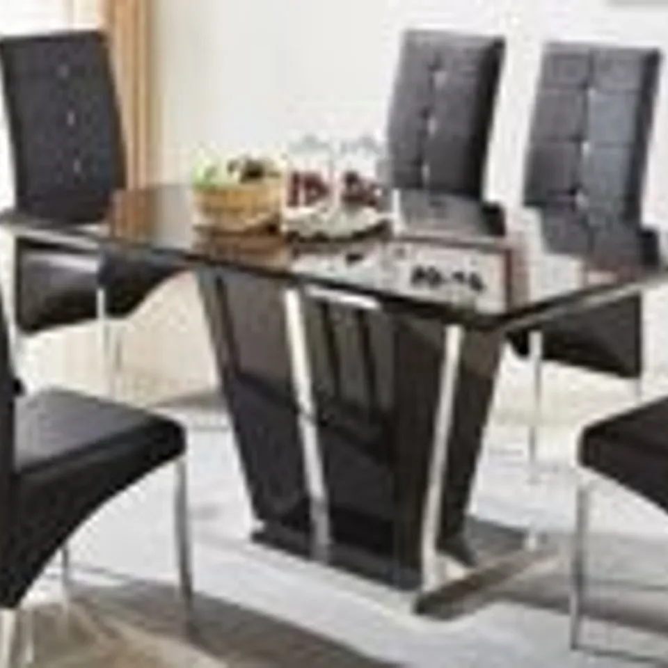 BOXED DESIGNER BLACK GLASS DINING TABLE TOP NO LEGS 1 BOX