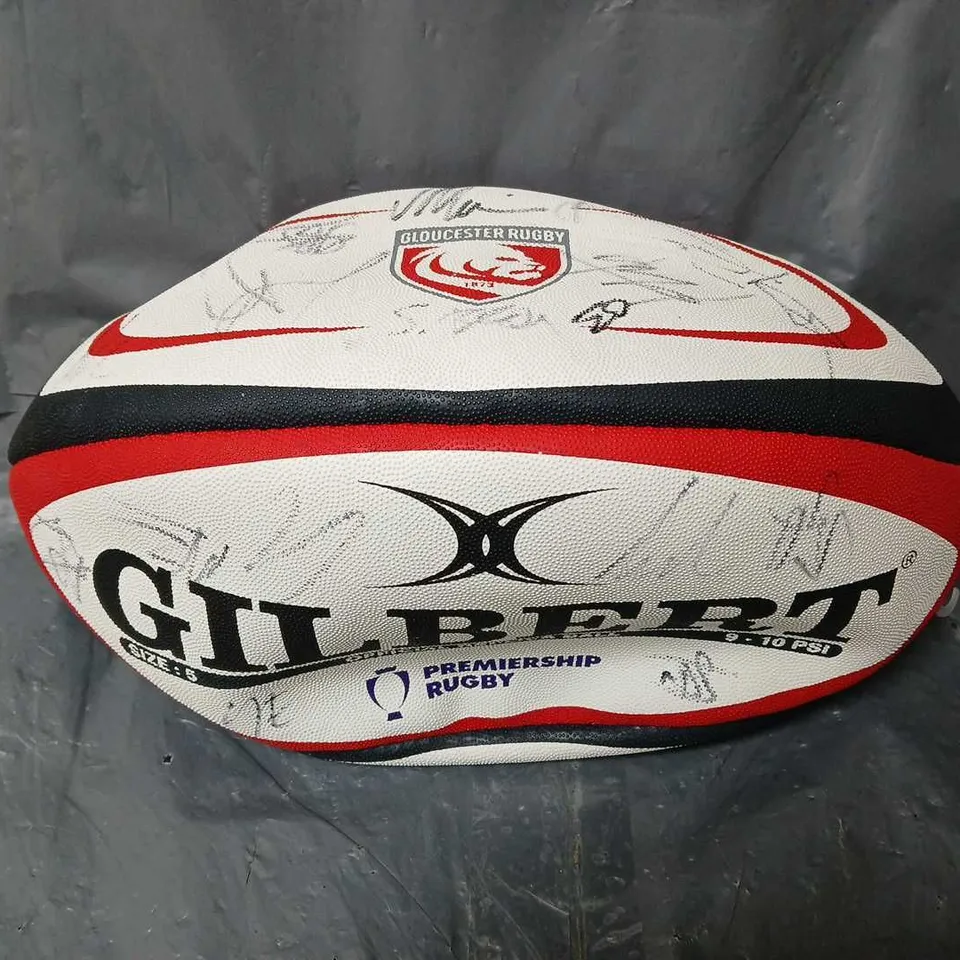 GILBERT GLOUCESTER RUGBY SIGNED REPLICA BALL (SIZE 5)