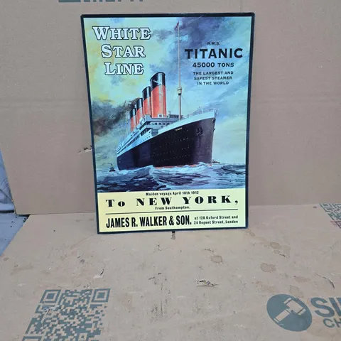 WHITE STAR LINE TITANIC TRAVEL POSTER/ART β TO NEW YORK, MAIDEN VOYAGE 1912 (WALKER & SON)