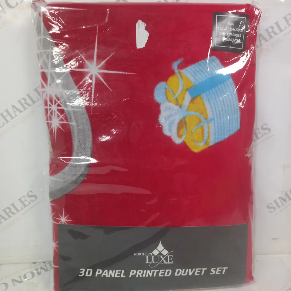 NORTHERN LUXE 3D PANEL PRINTED FESTIVE DUVET SET - KING SIZE
