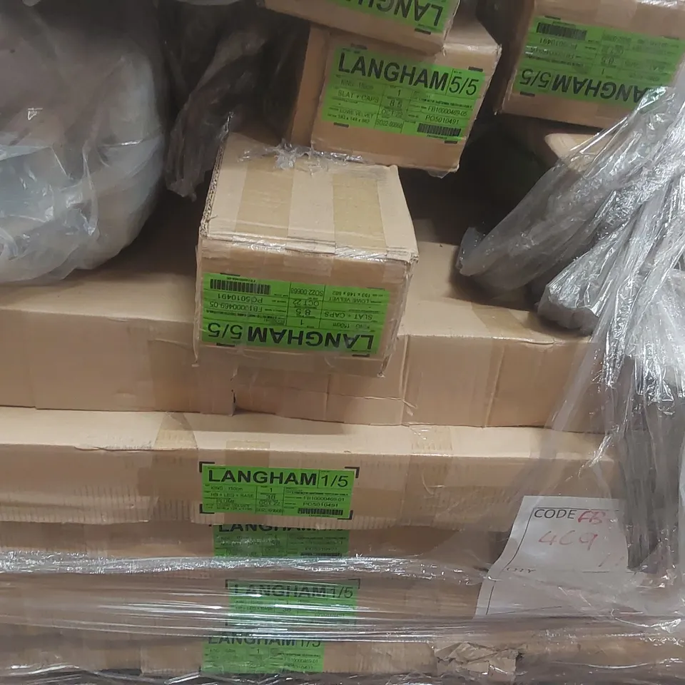 PALLET CONTAINING A VERY LARGE QUANTITY OF ASSORTED DESIGNER BED PARTS