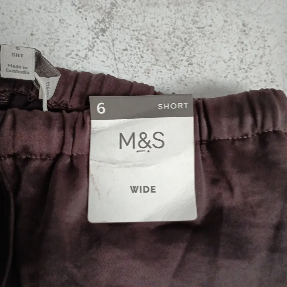 M&S WOMEN’S WIDE-LEG TROUSERS – UK 6 SHORT – BURGUNDY