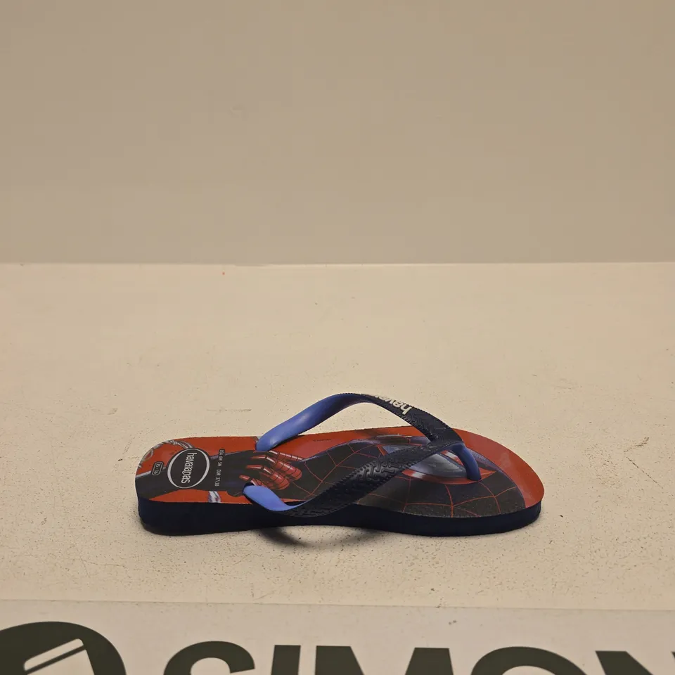 HAVAIANAS FLIP FLOPS – BLUE STRAPS, RED FOOTBED EUR SIZE 37/38