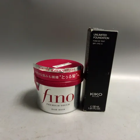 2 BEAUTY PRODUCTS TO INCLUDE KIKO MILANO UNLIMITED FOUNDATION 30ML AND FINO PREMIUM TOUCH HAIR MASK 